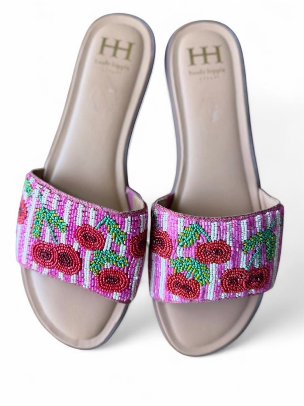 Haute Hippie Women’s Embroidered & Beaded Sandals With Cherries. Size 10